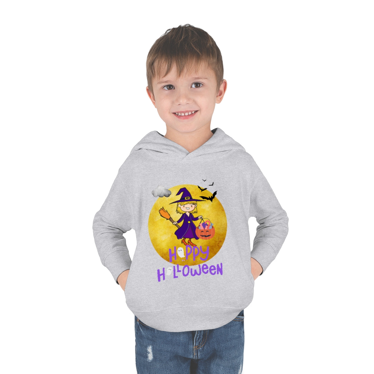 Halloween Witch Girl Toddler Pullover Fleece Hoodie
