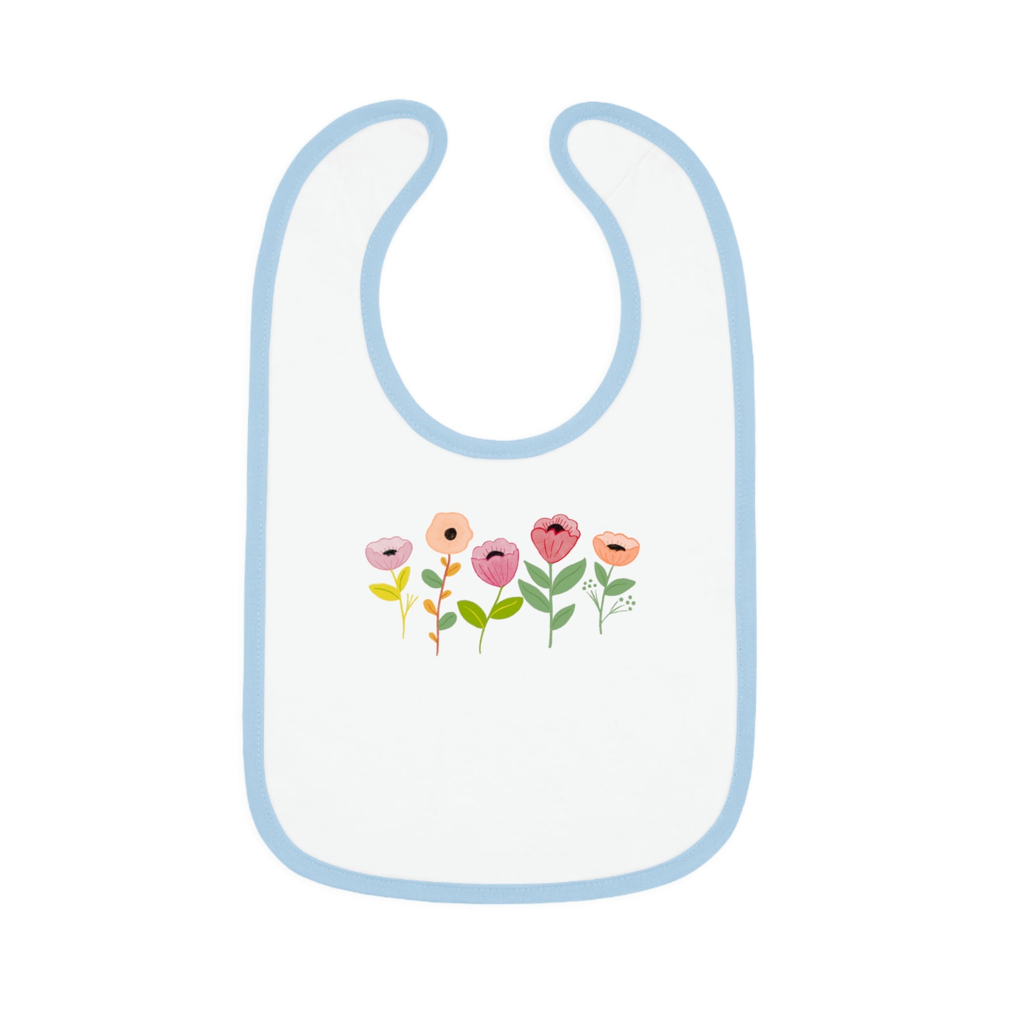 Spring Flowers Baby Contrast Trim Jersey Bib