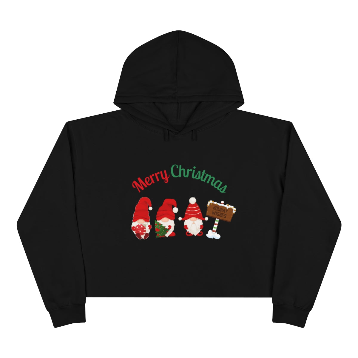 Cute Gnome Merry Christmas Crop Hoodie