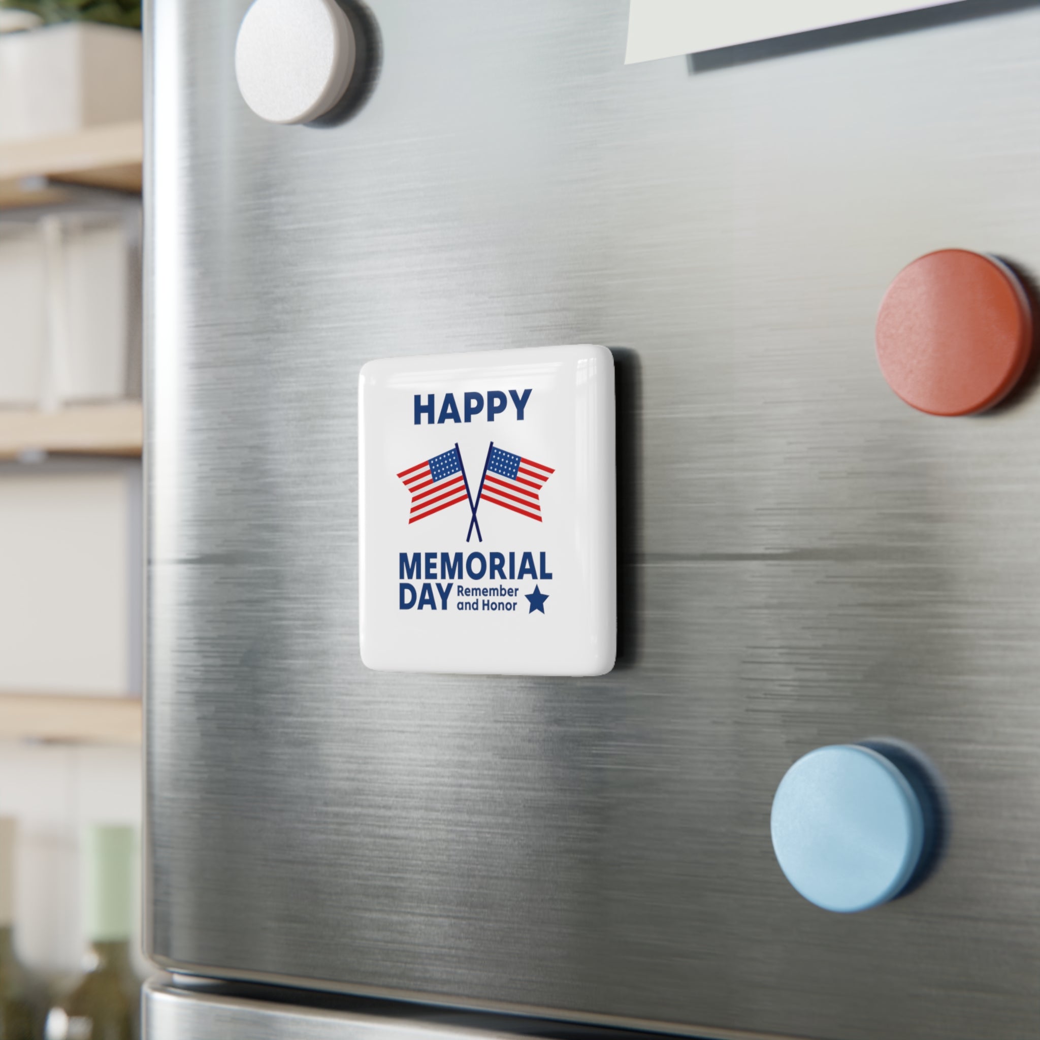 Happy Memorial Day Porcelain Magnet, Square