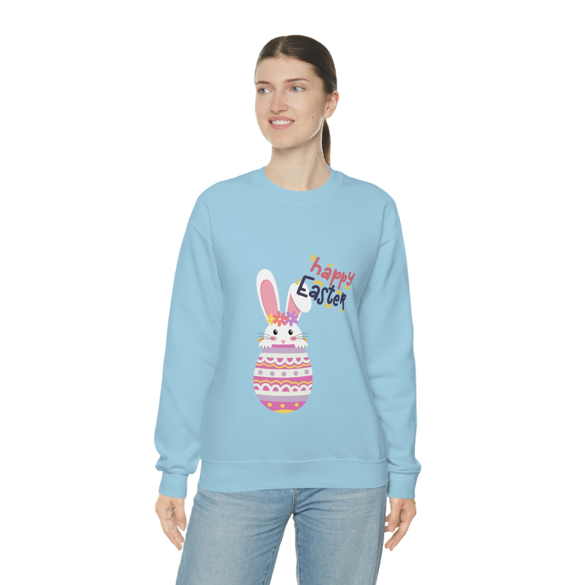 Happy Easter Day Bunny Unisex Heavy Blend™ Crewneck Sweatshirt