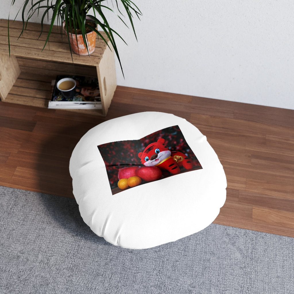 Tiger Tufted Floor Pillow, Round