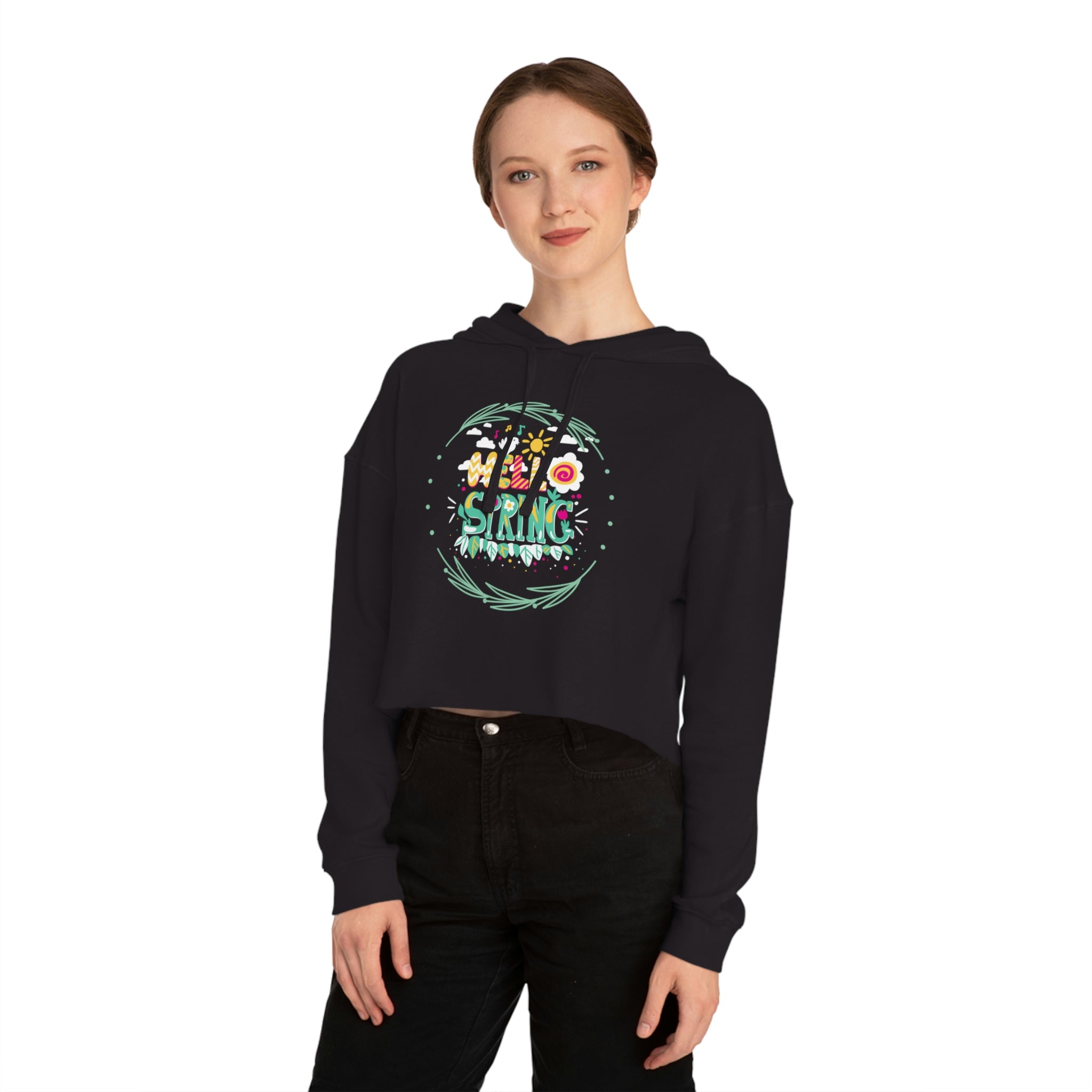Hello Spring Women’s Cropped Hooded Sweatshirt