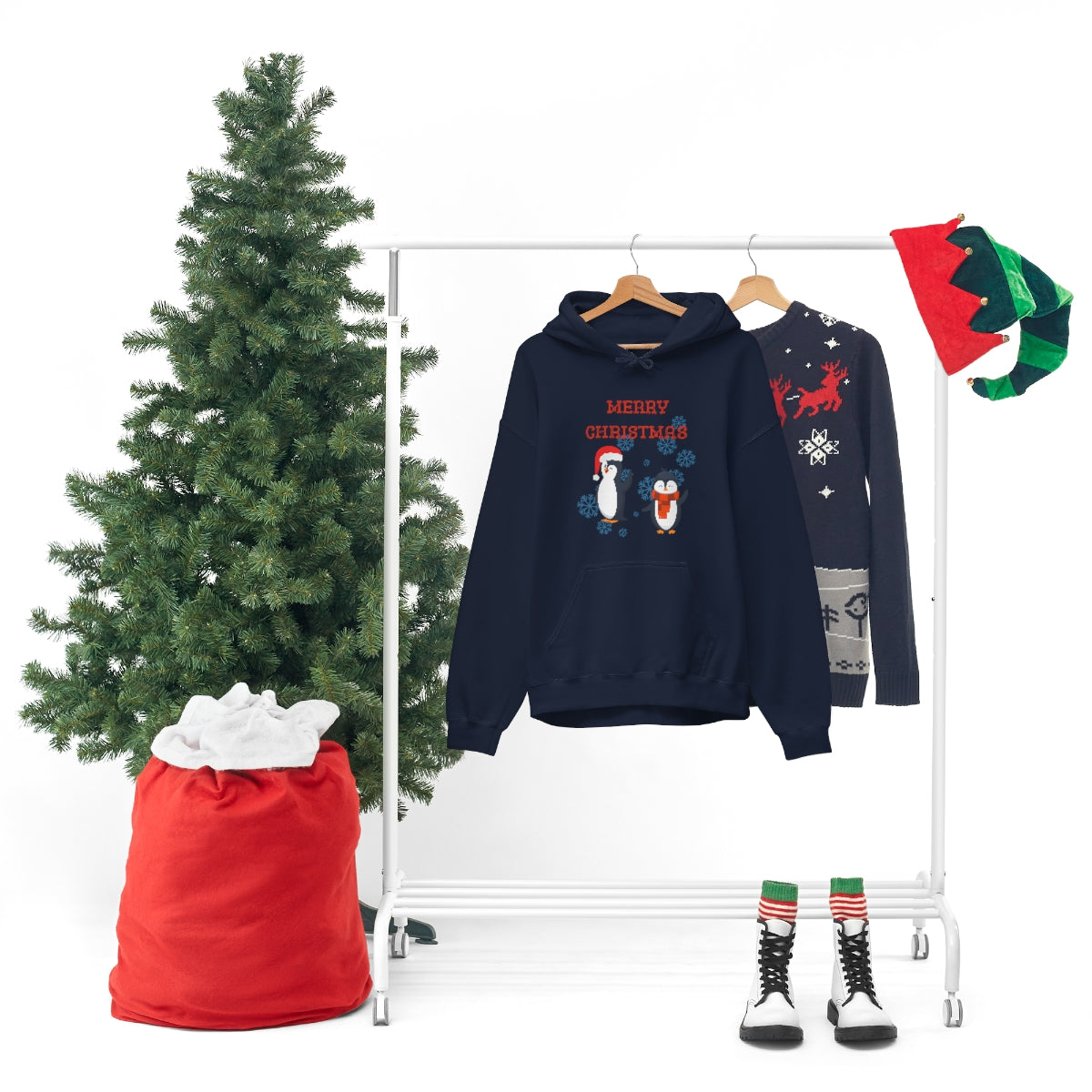 Penguins Merry Christmas Unisex Heavy Blend™ Hooded Sweatshirt