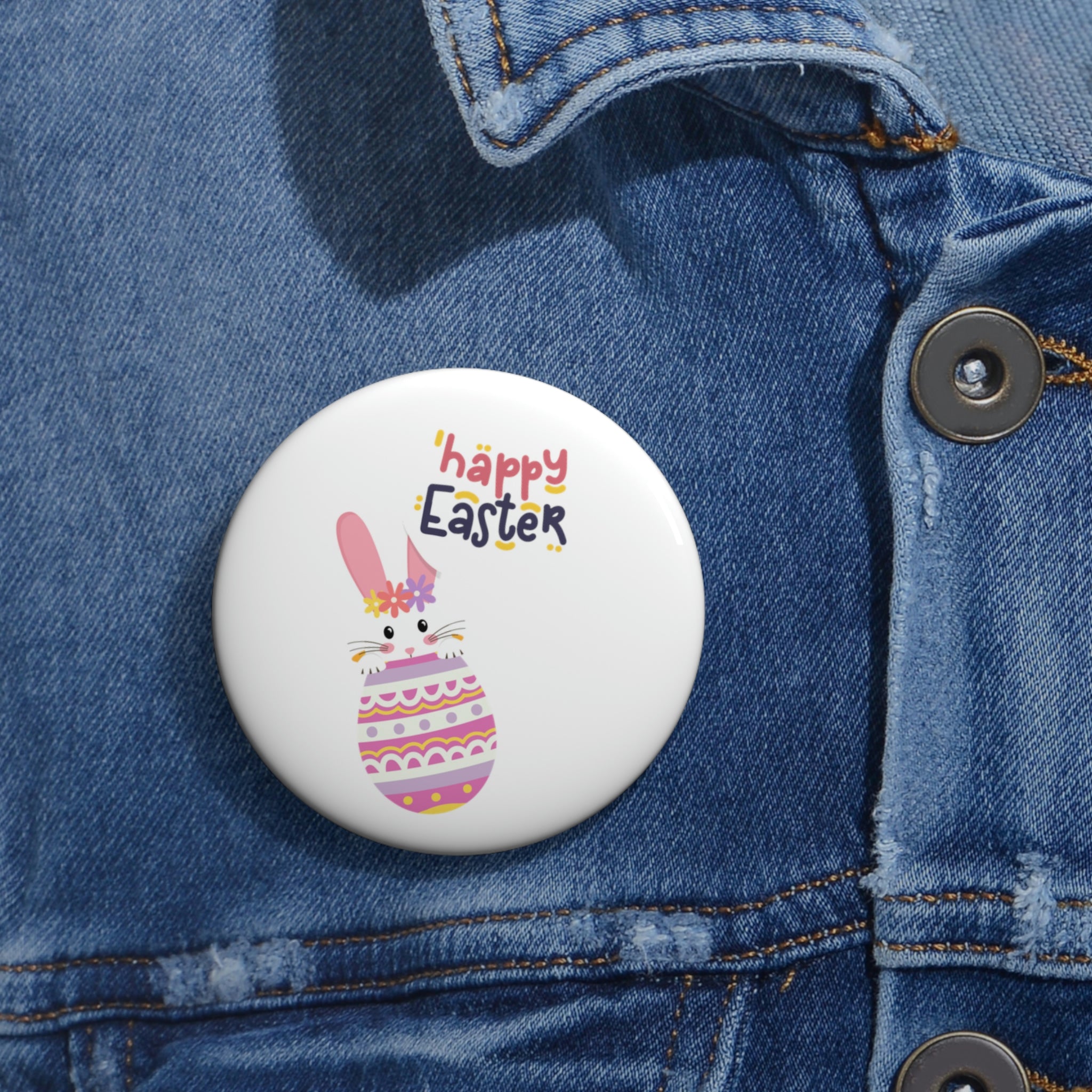 Happy Easter Day Bunny Custom Pin Buttons