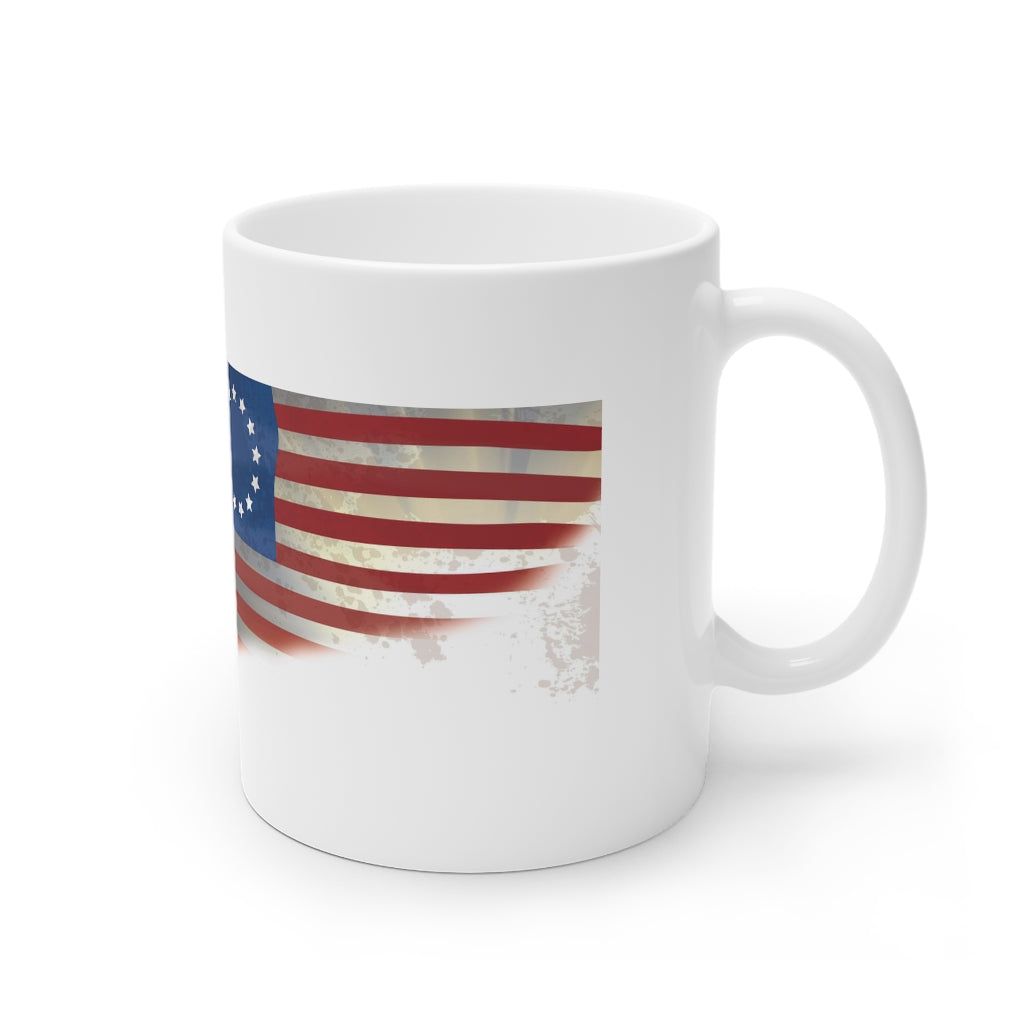 Old Glory White Ceramic Mug, 11oz and 15oz