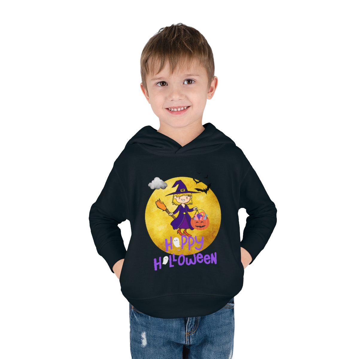 Halloween Witch Girl Toddler Pullover Fleece Hoodie