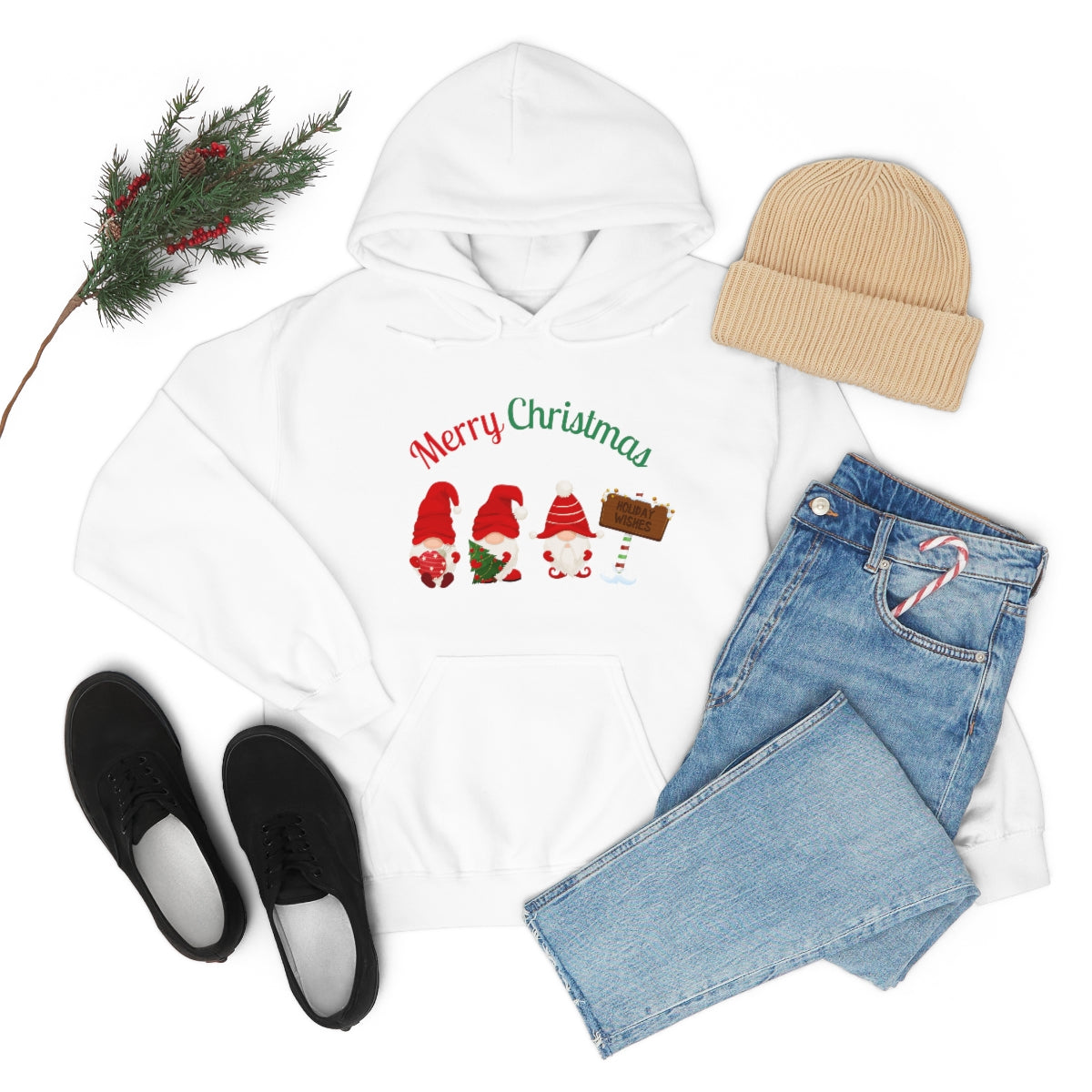 Cute Gnome Merry Christmas Unisex Heavy Blend™ Hooded Sweatshirt