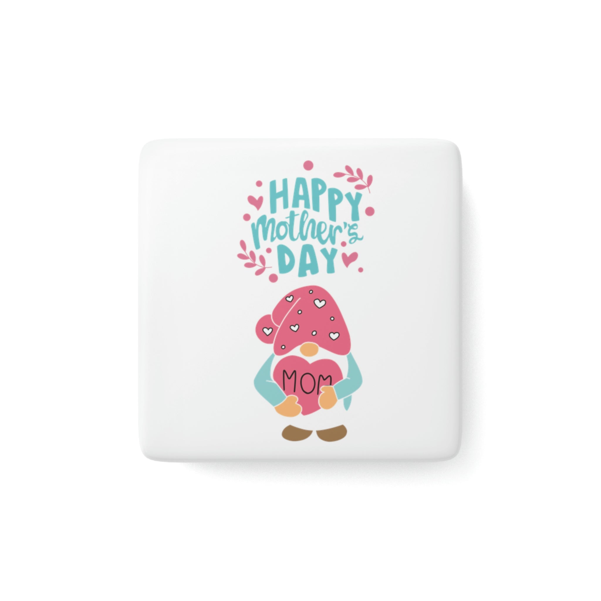 Happy Mother's Day Gnome Porcelain Magnet, Square