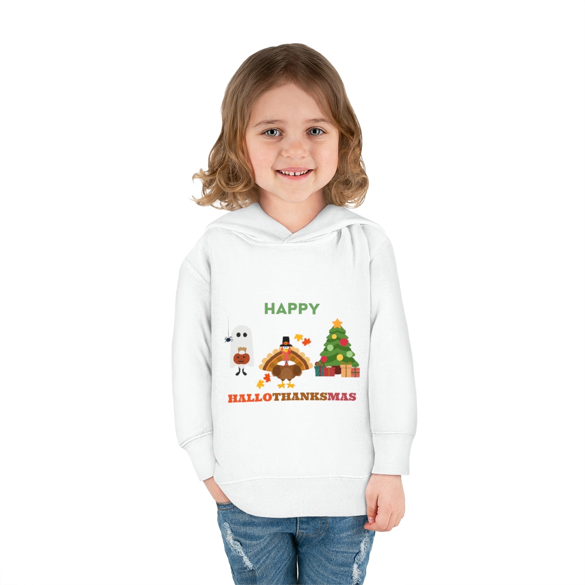 Happy Hallothanksmas Toddler Pullover Fleece Hoodie