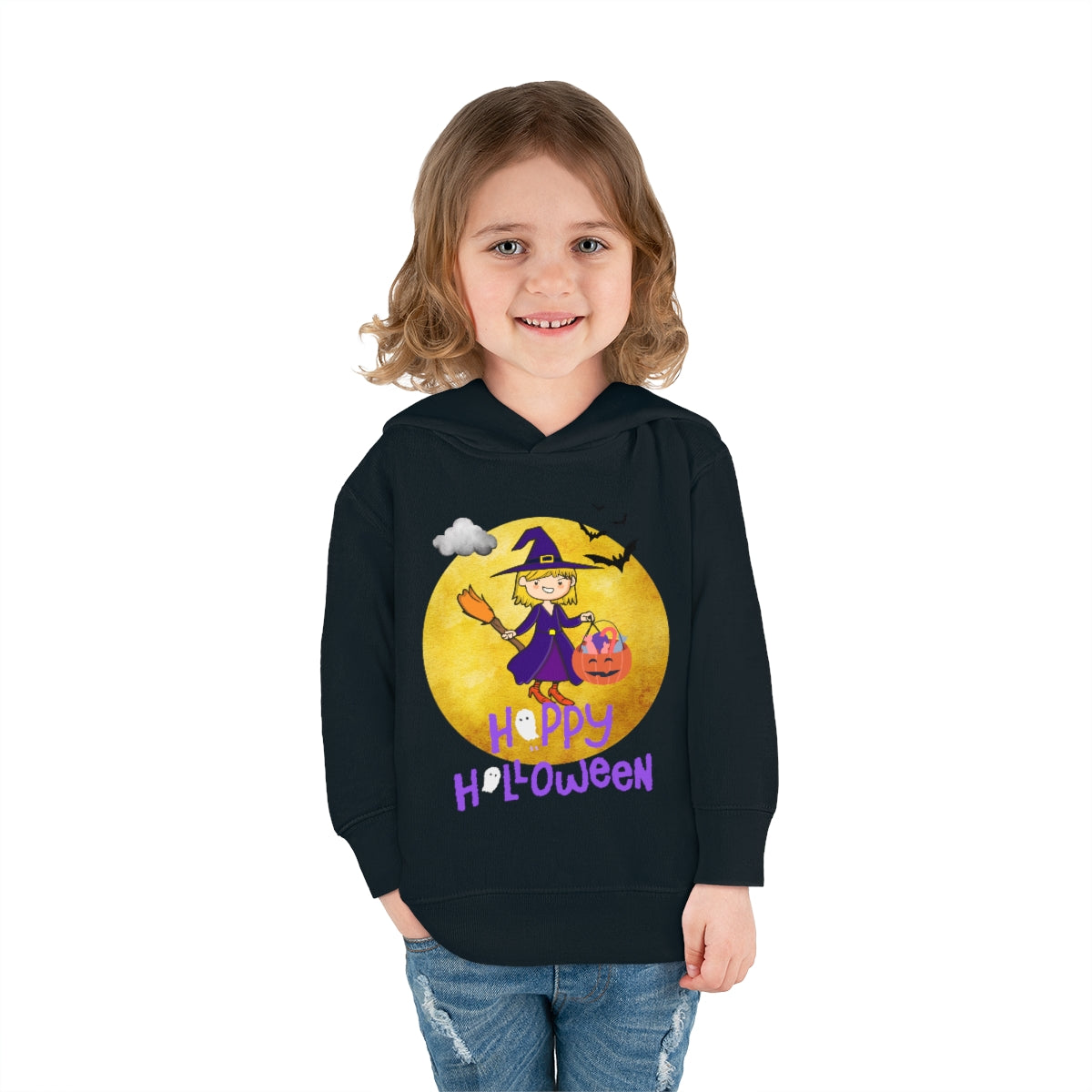 Halloween Witch Girl Toddler Pullover Fleece Hoodie