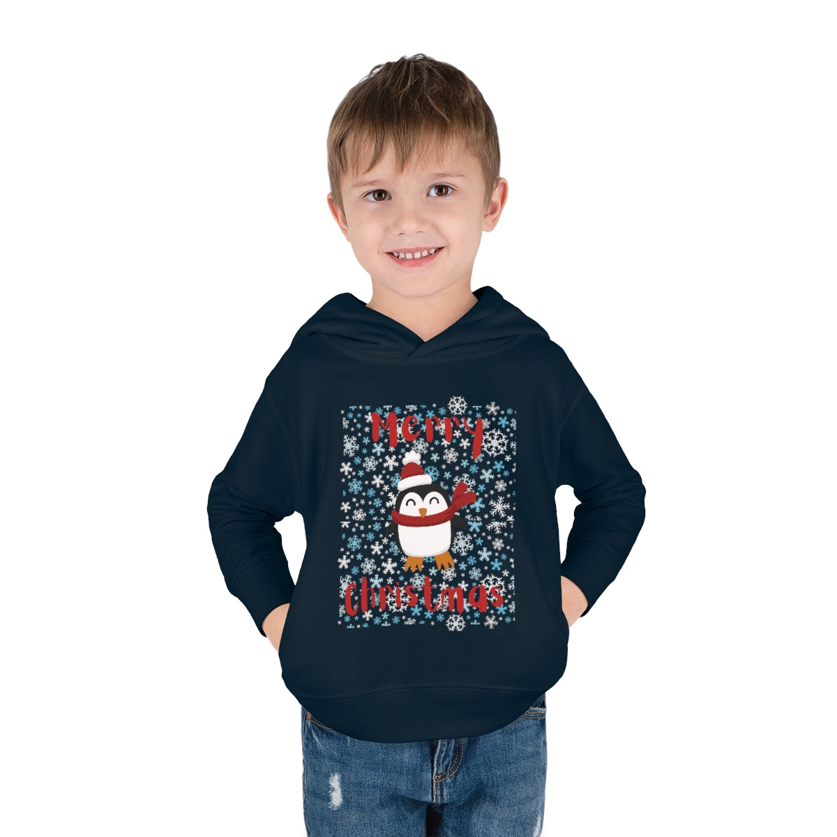 Cute Penguin Christmas Toddler Pullover Fleece Hoodie