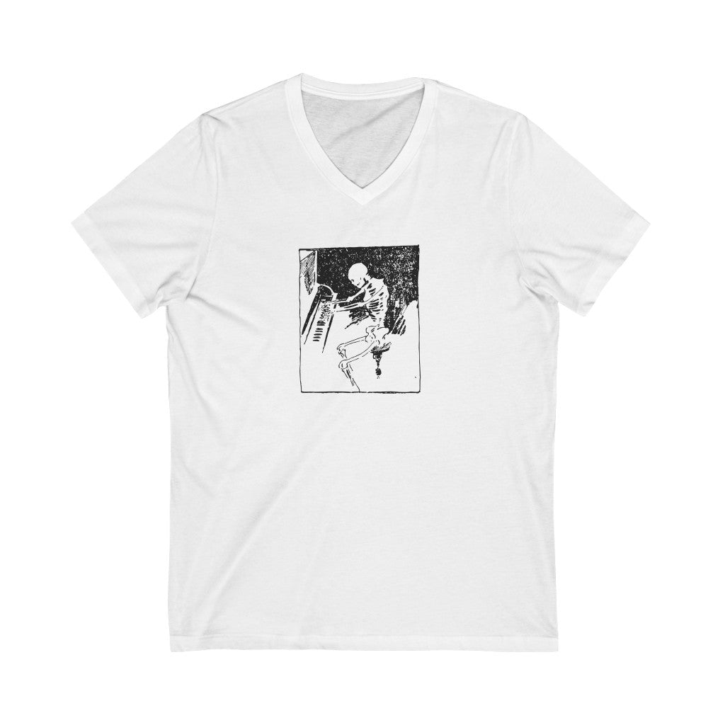 Piano Player Unisex Jersey Short Sleeve V-Neck Tee