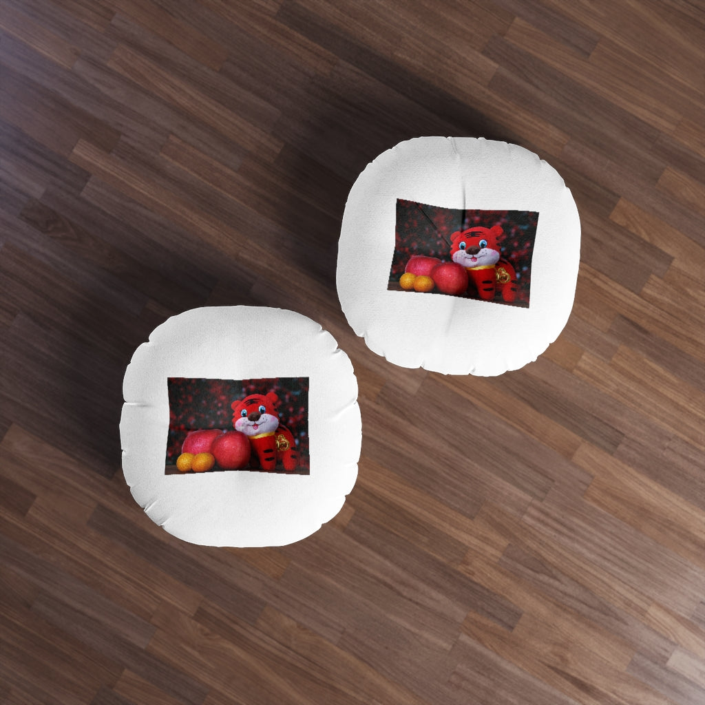 Tiger Tufted Floor Pillow, Round