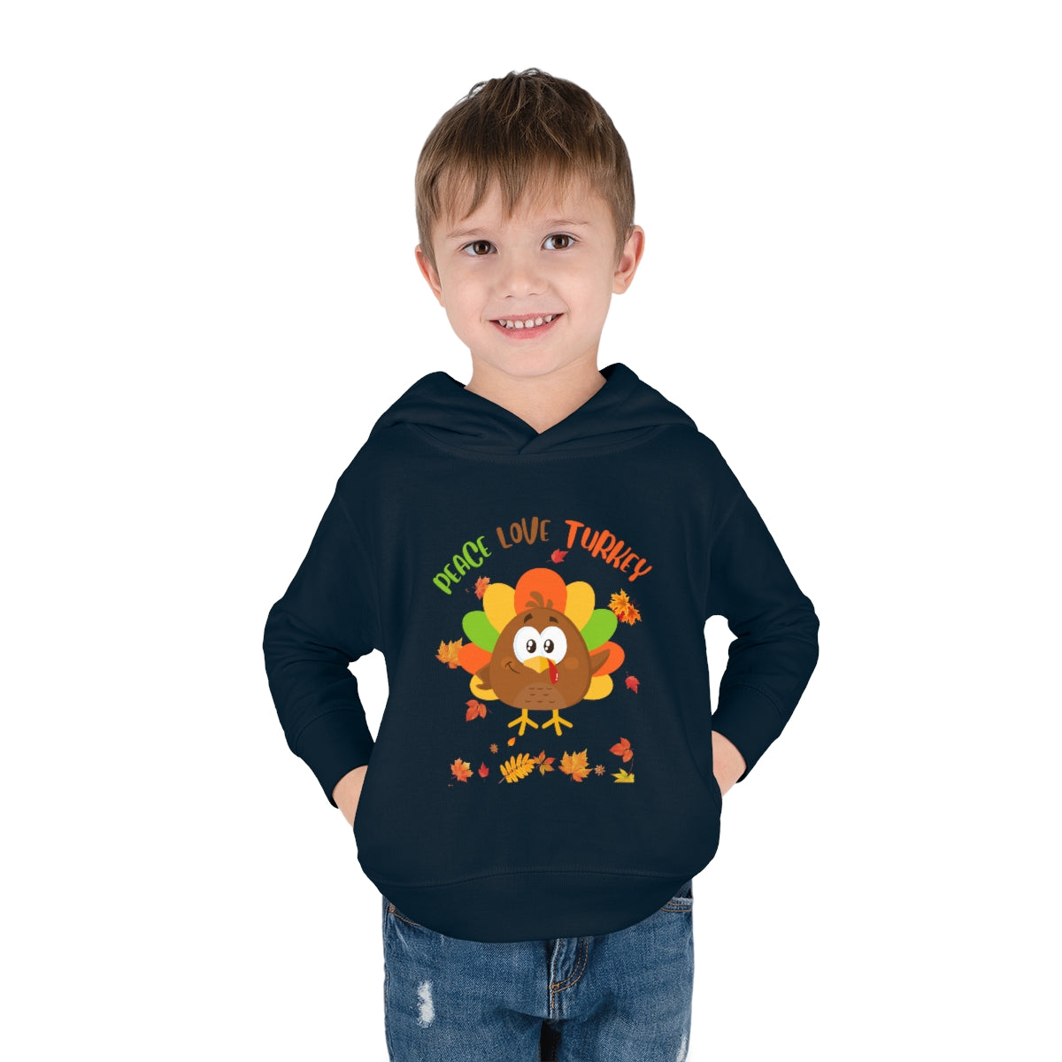 Peace Love Turkey Toddler Pullover Fleece Hoodie