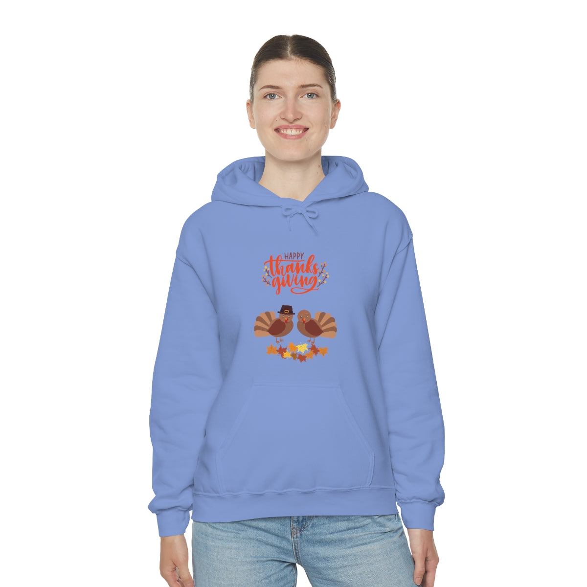 Cute Thanksgiving Turkey Pilgrims Unisex Heavy Blend™ Hooded Sweatshirt