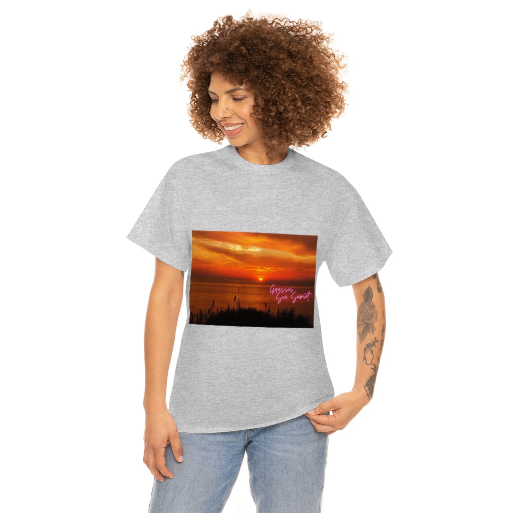 Grasses Sea Sunset Unisex Heavy Cotton Tee