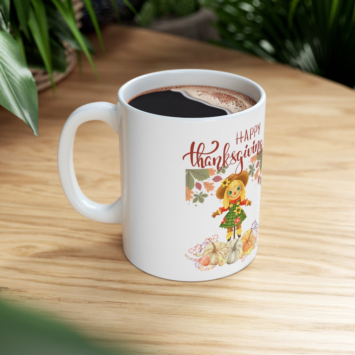 Scarecrow Happy Thanksgiving Ceramic Mug 11oz