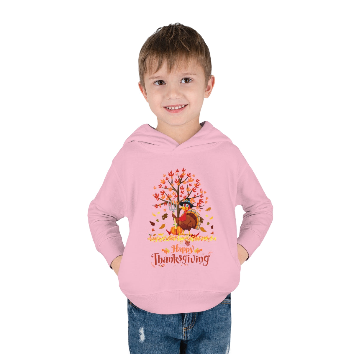 Happy Thanksgiving Turkey Pilgrim Toddler Pullover Fleece Hoodie