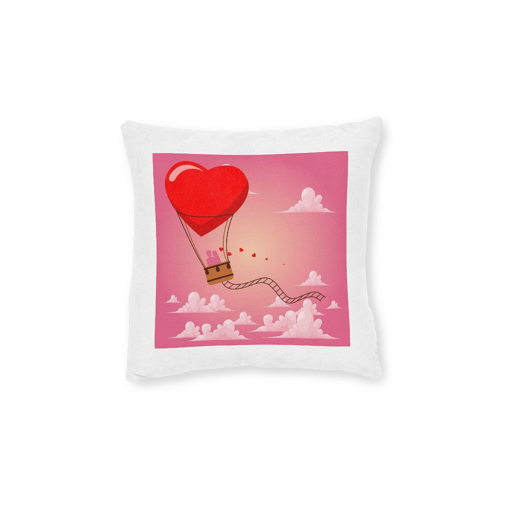 Happy Valentine's Day Square Pillow - White Back