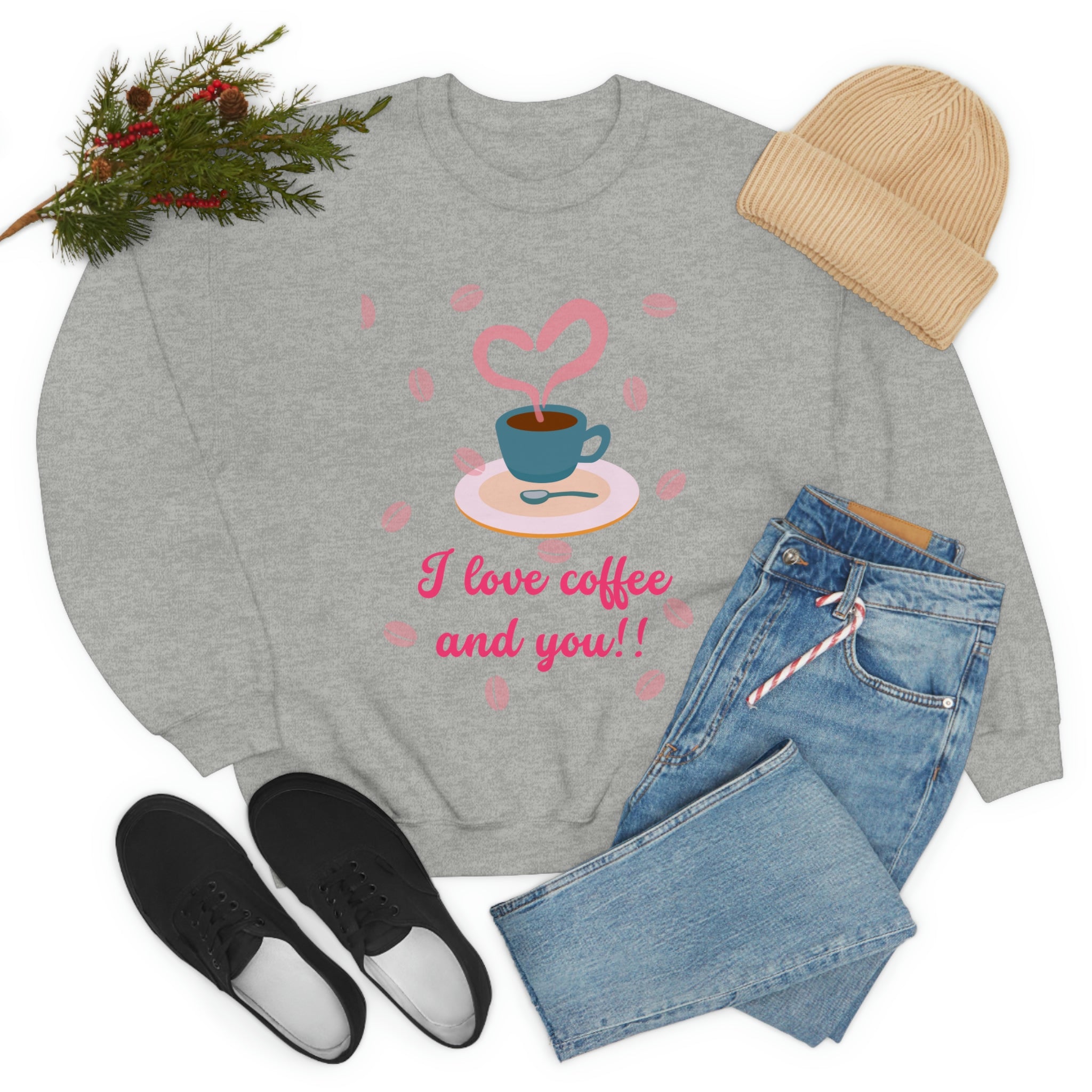 I Love Coffee & You!! Unisex Heavy Blend™ Crewneck Sweatshirt