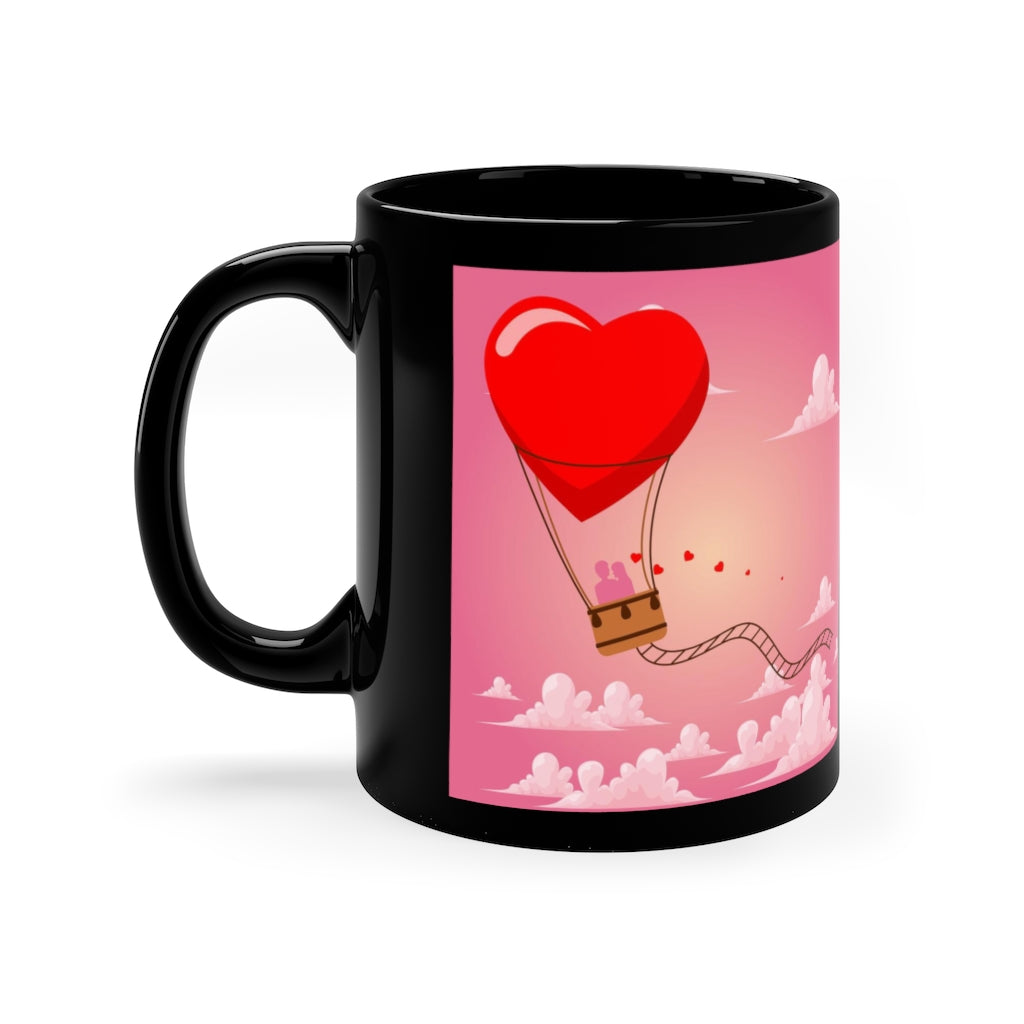 Happy Valentine's Day Black Coffee Mug, 11oz