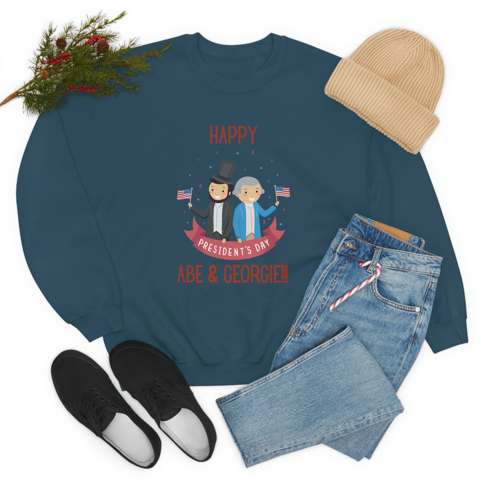 Happy President's Day Abe & Georgie!!! Unisex Heavy Blend™ Crewneck Sweatshirt