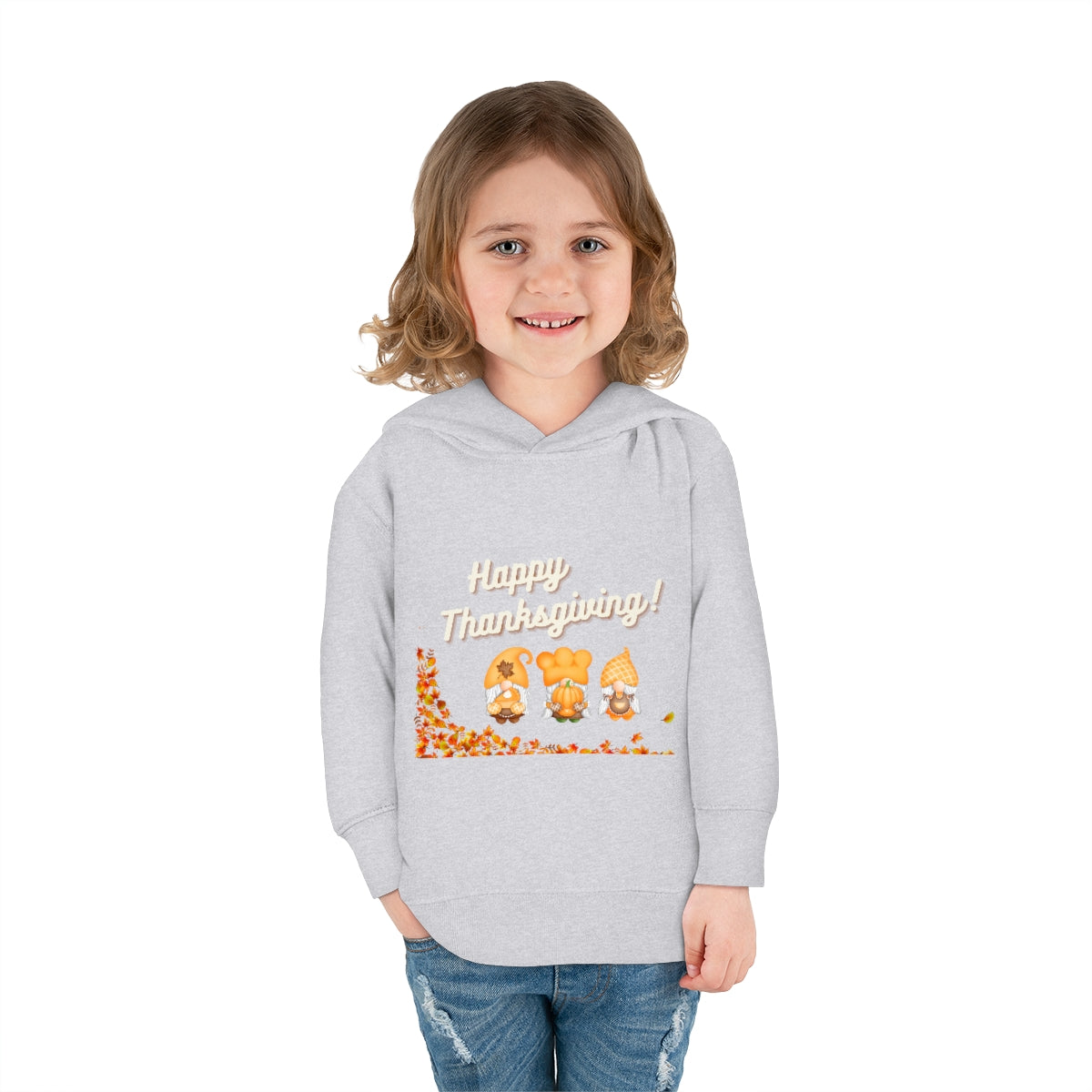 Happy Thanksgiving Gnome Toddler Pullover Fleece Hoodie