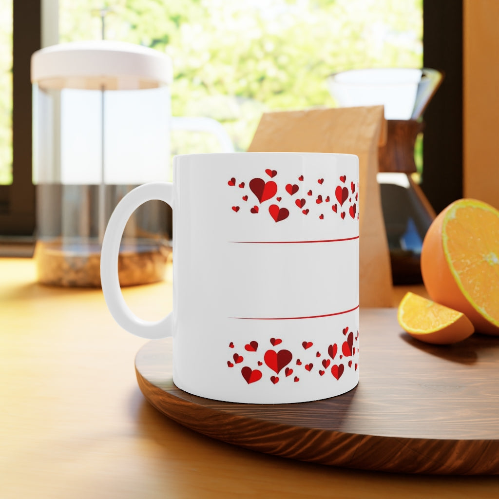 Little Hearts White Ceramic Mug, 11oz and 15oz