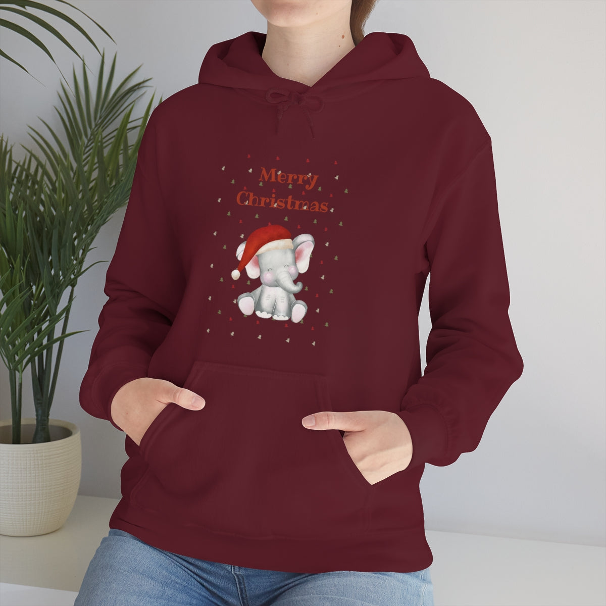 Cute Christmas Elephant Unisex Heavy Blend™ Hooded Sweatshirt