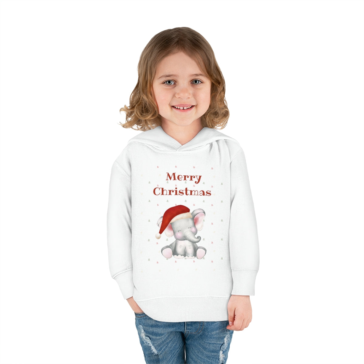 Cute Christmas Elephant Toddler Pullover Fleece Hoodie