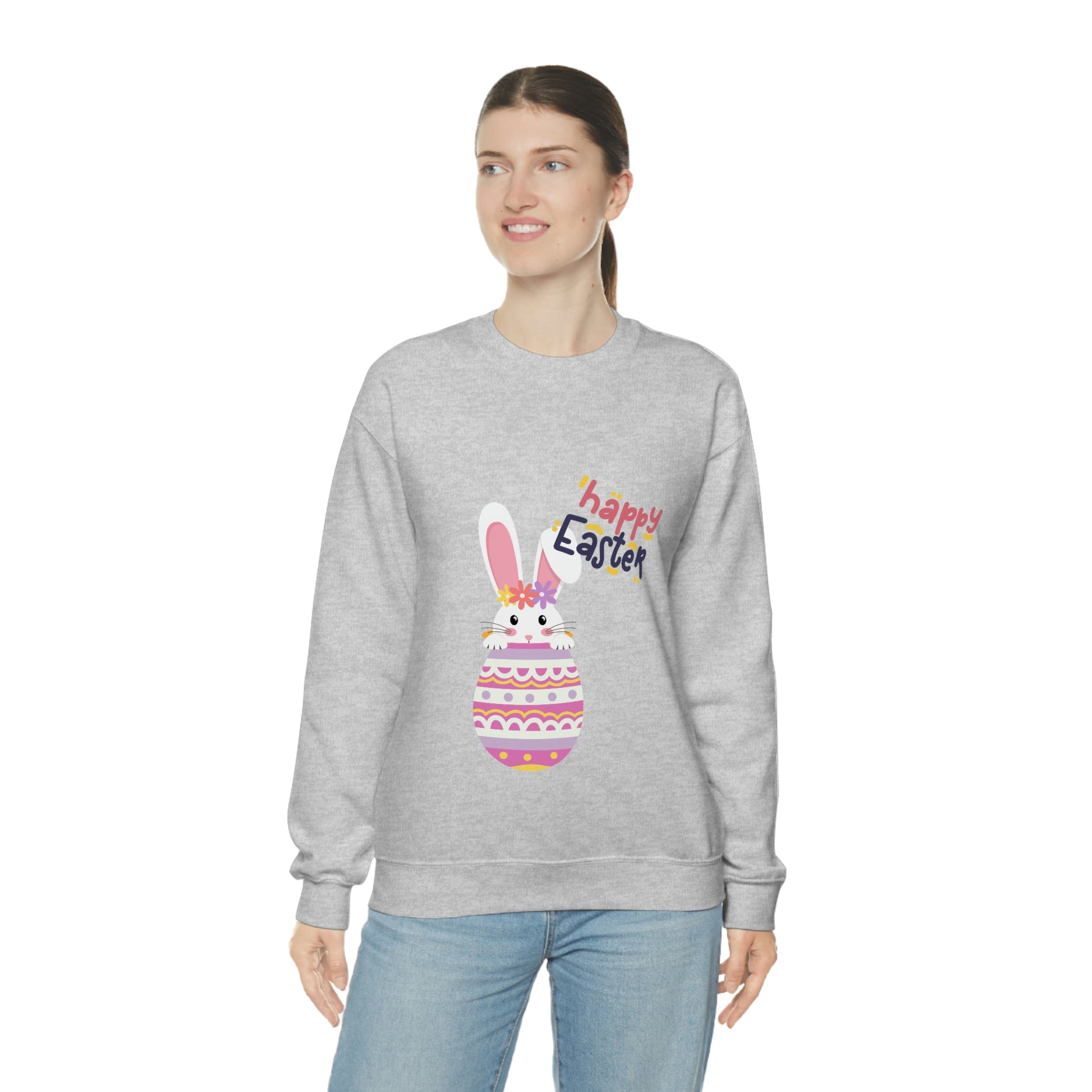 Happy Easter Day Bunny Unisex Heavy Blend™ Crewneck Sweatshirt