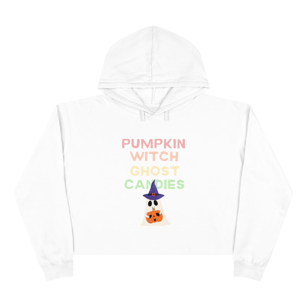 Pumpkin Witch Ghost Candies Crop Hoodie