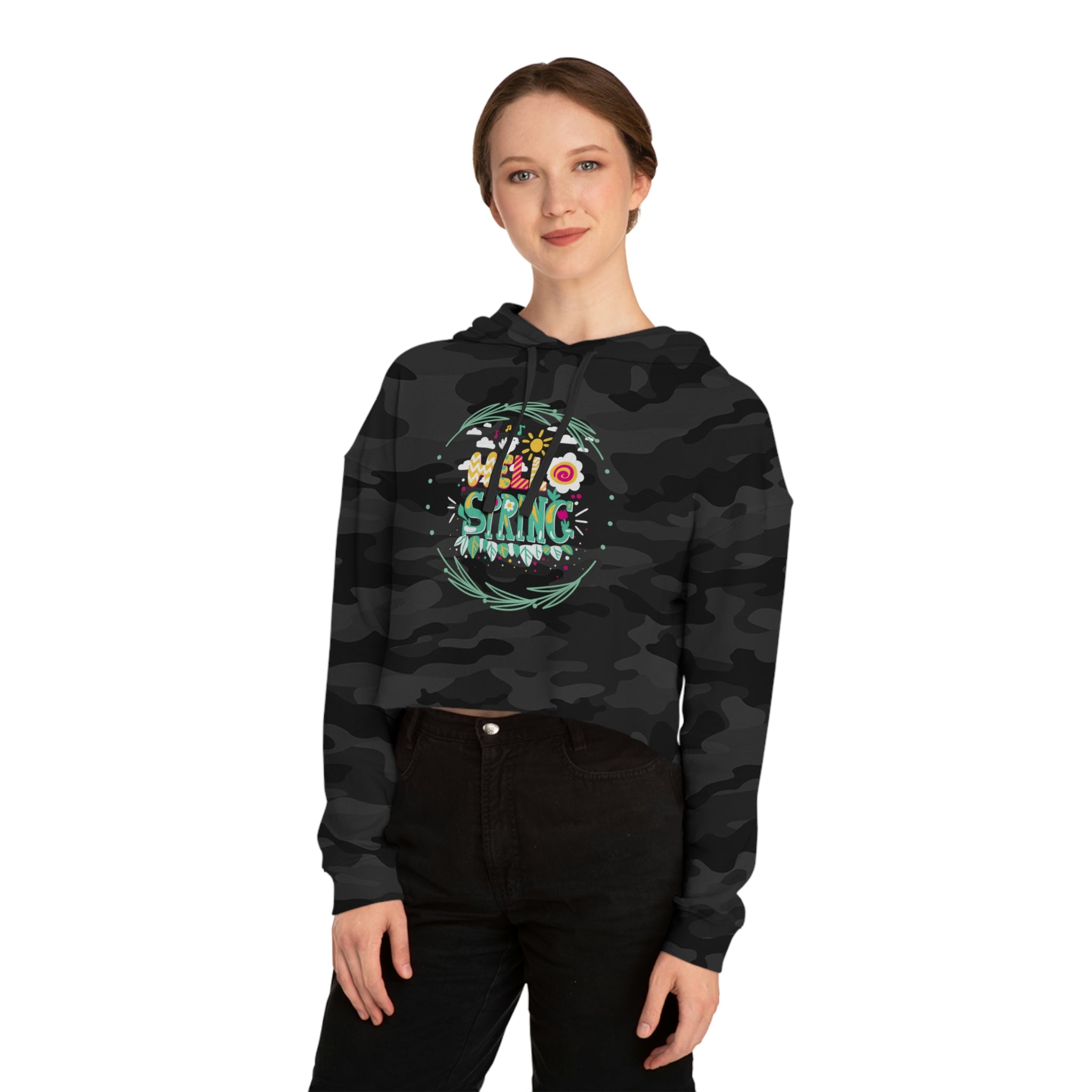 Hello Spring Women’s Cropped Hooded Sweatshirt