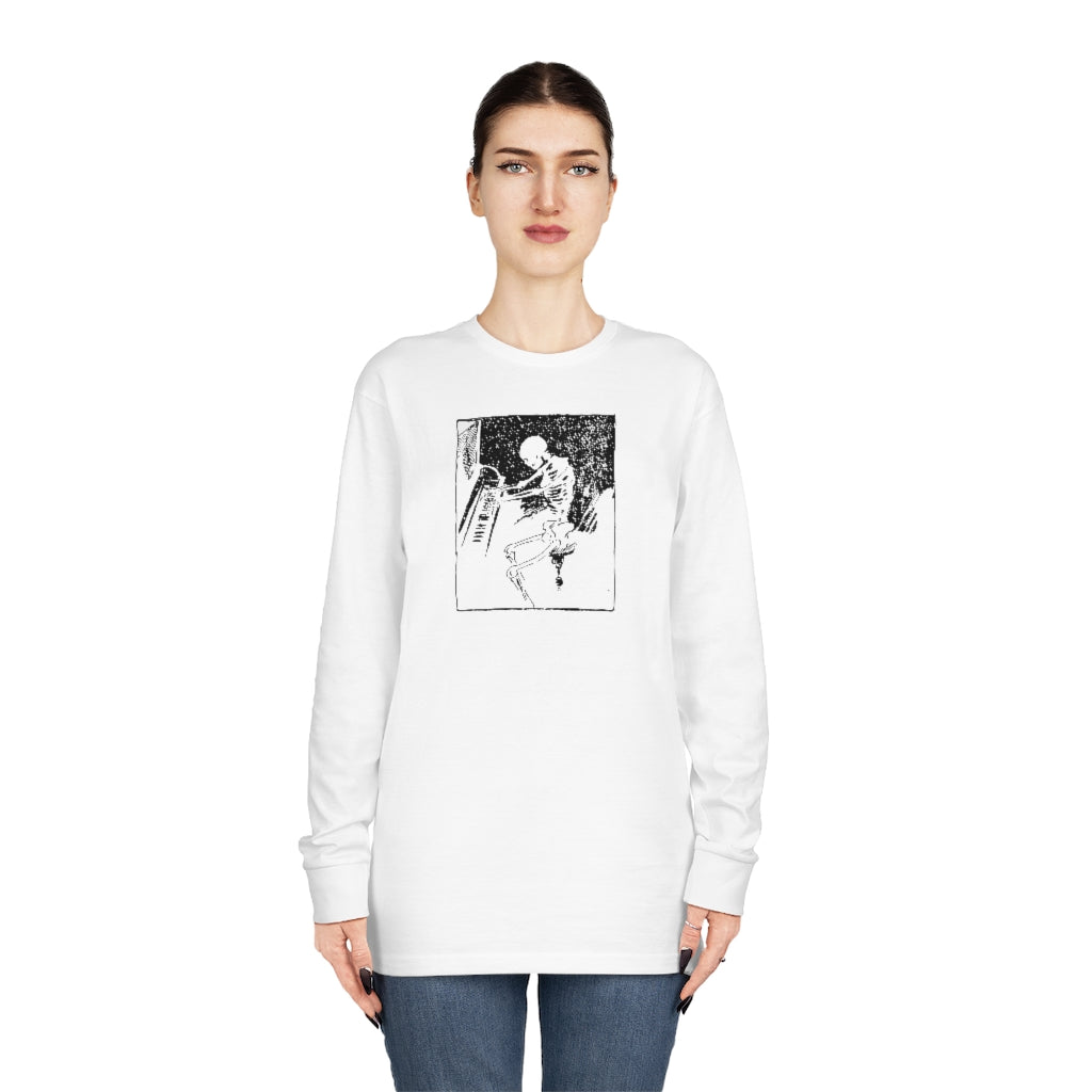 Skeleton Piano Player Long Sleeve Crewneck Tee