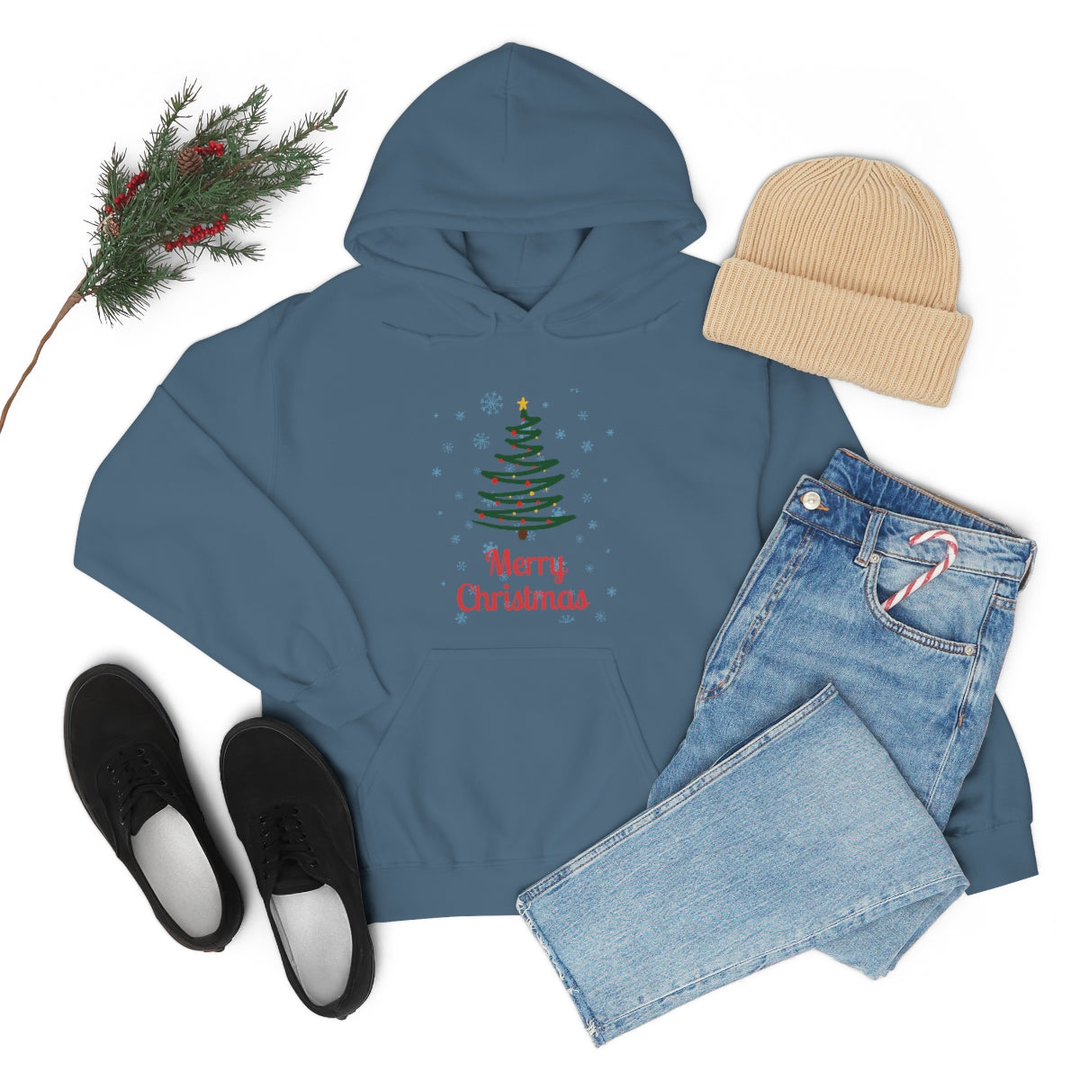 Merry Christmas Tree Unisex Heavy Blend™ Hooded Sweatshirt