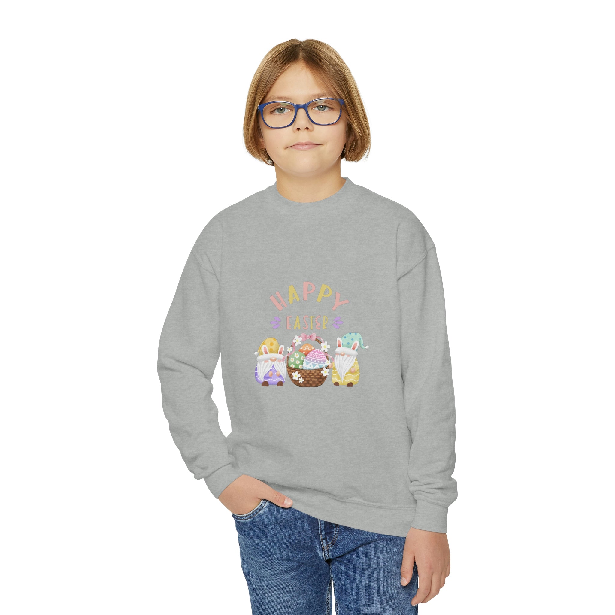 Happy Easter Gnome Youth Crewneck Sweatshirt