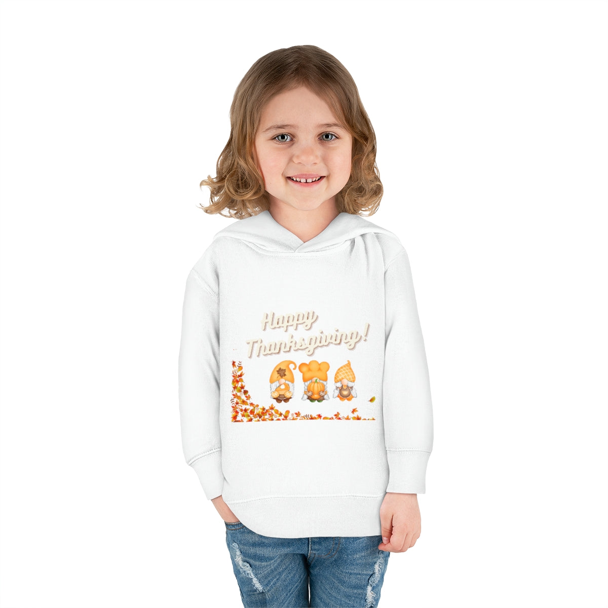 Happy Thanksgiving Gnome Toddler Pullover Fleece Hoodie