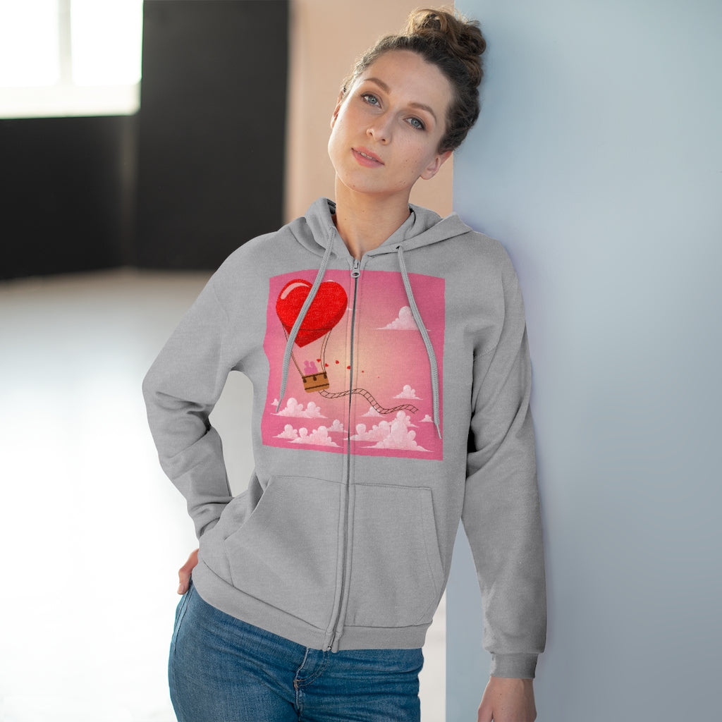 Happy Valentine's Day Unisex Hooded Zip Sweatshirt