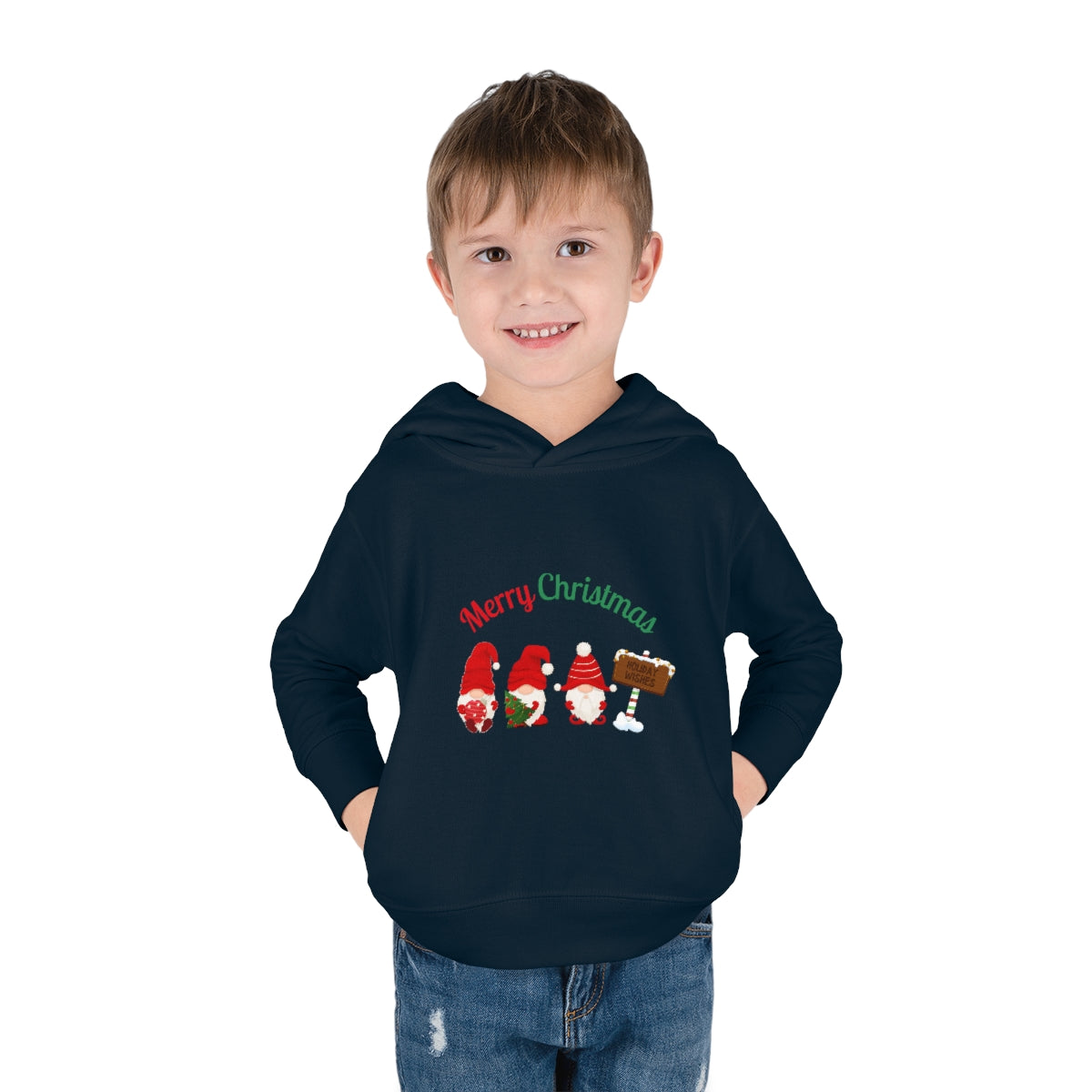 Cute Gnome Merry Christmas Toddler Pullover Fleece Hoodie