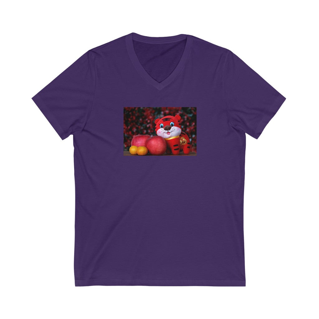 Tiger Unisex Jersey Short Sleeve V-Neck Tee