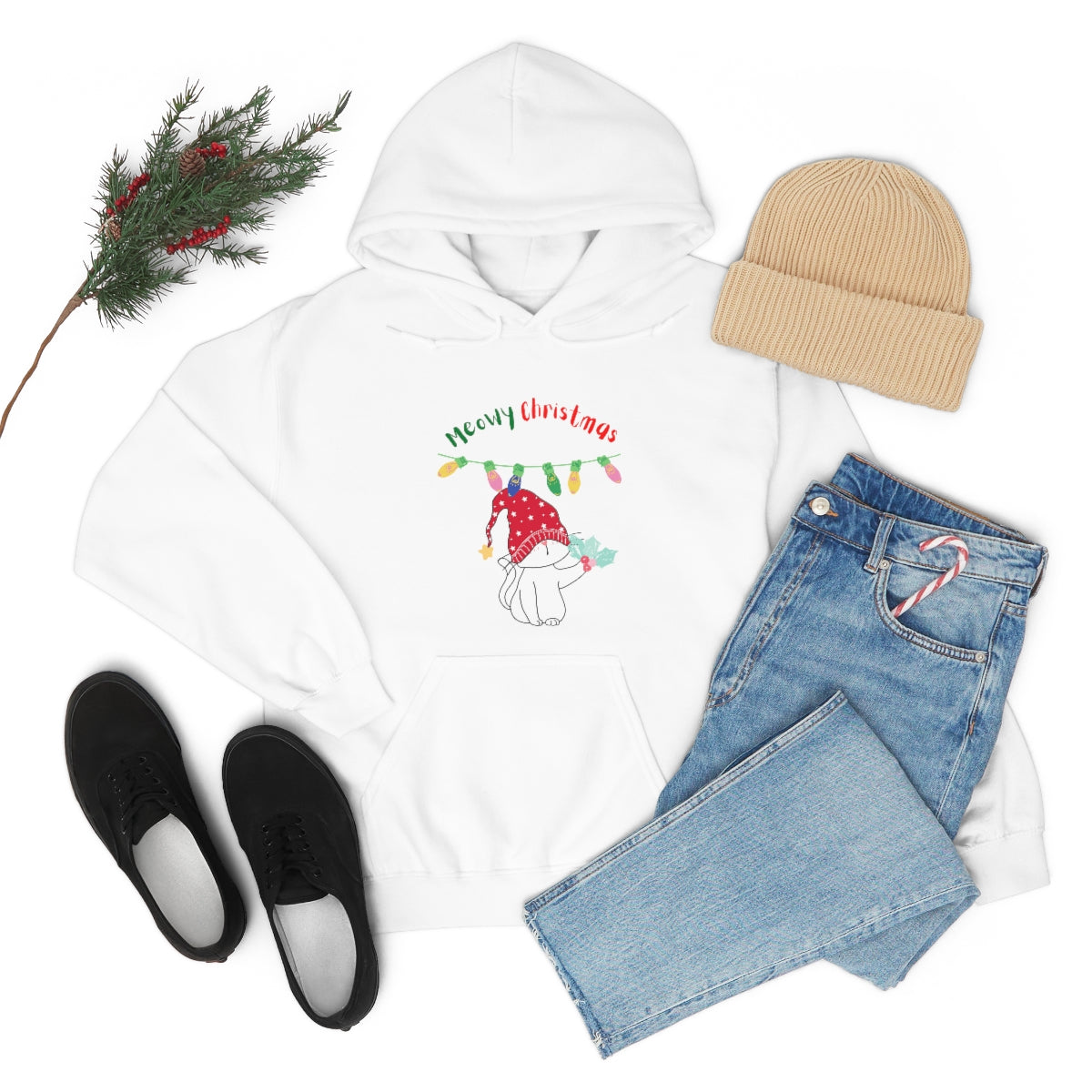 Meowy Christmas Heavy Blend™ Hooded Sweatshirt