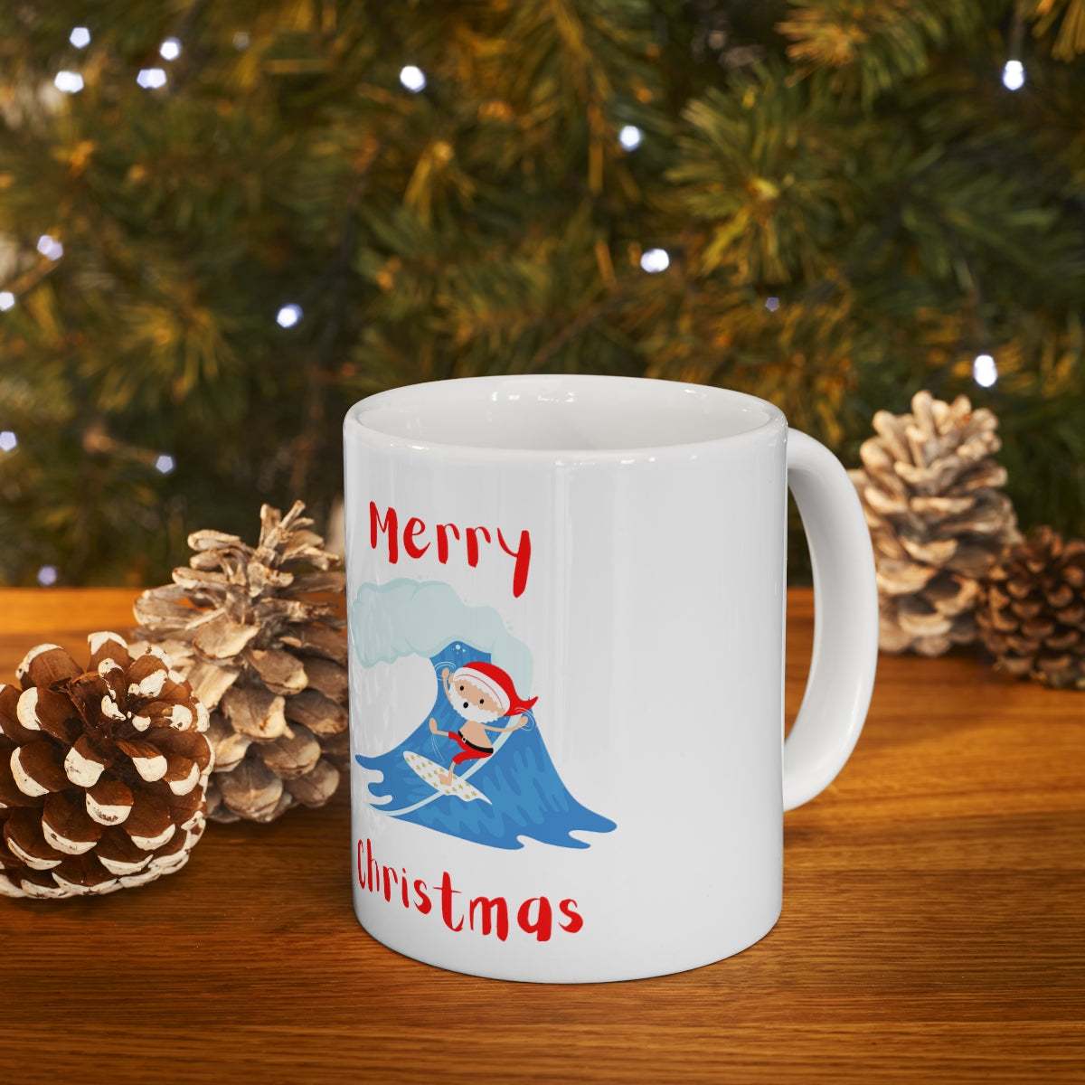 Surfing Santa Ceramic Mug 11oz