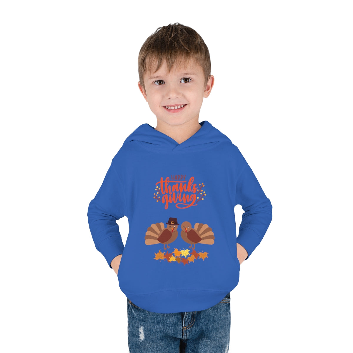 Cute Thanksgiving Turkey Pilgrim Toddler Pullover Fleece Hoodie