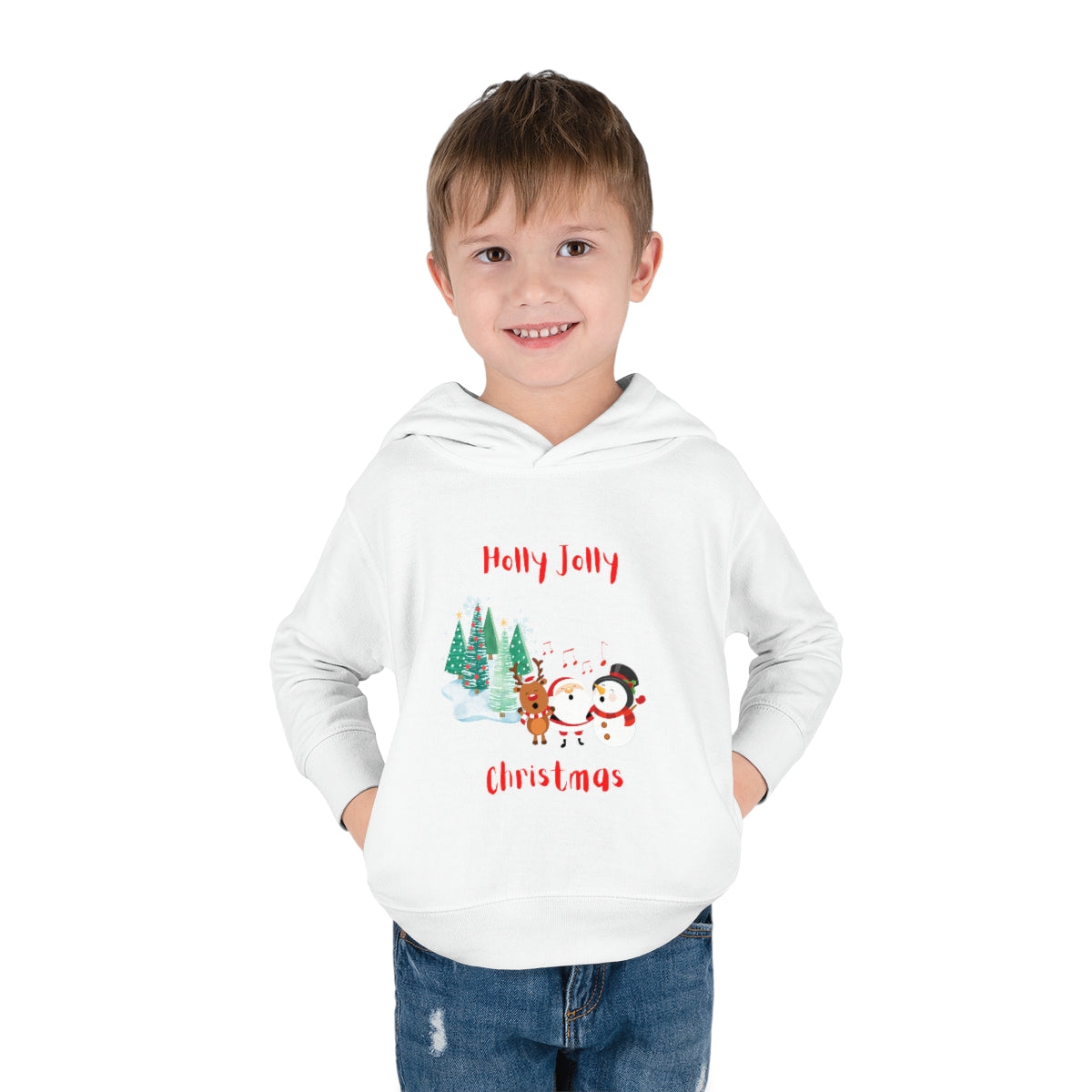 Holly Jolly Christmas Toddler Pullover Fleece Hoodie