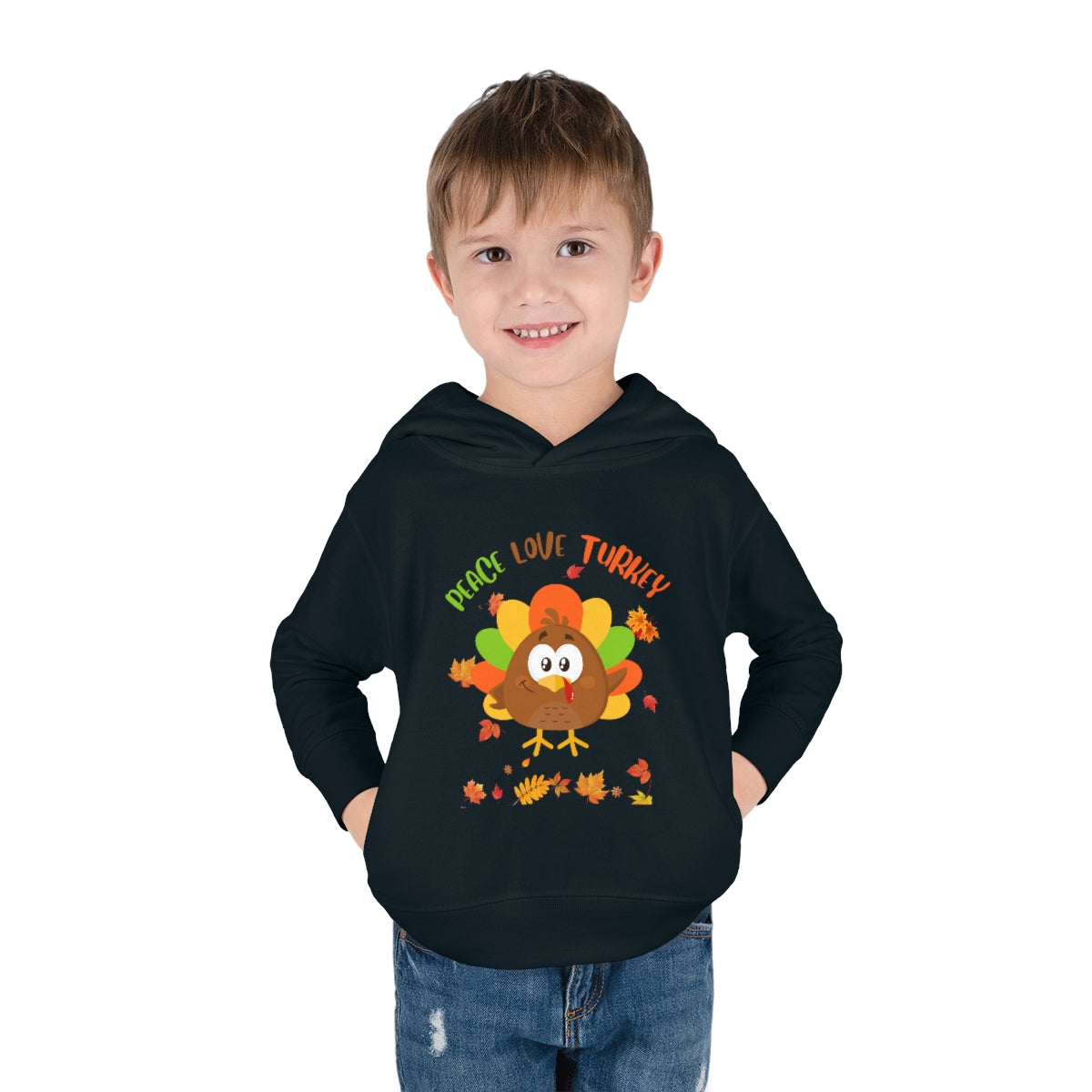 Peace Love Turkey Toddler Pullover Fleece Hoodie