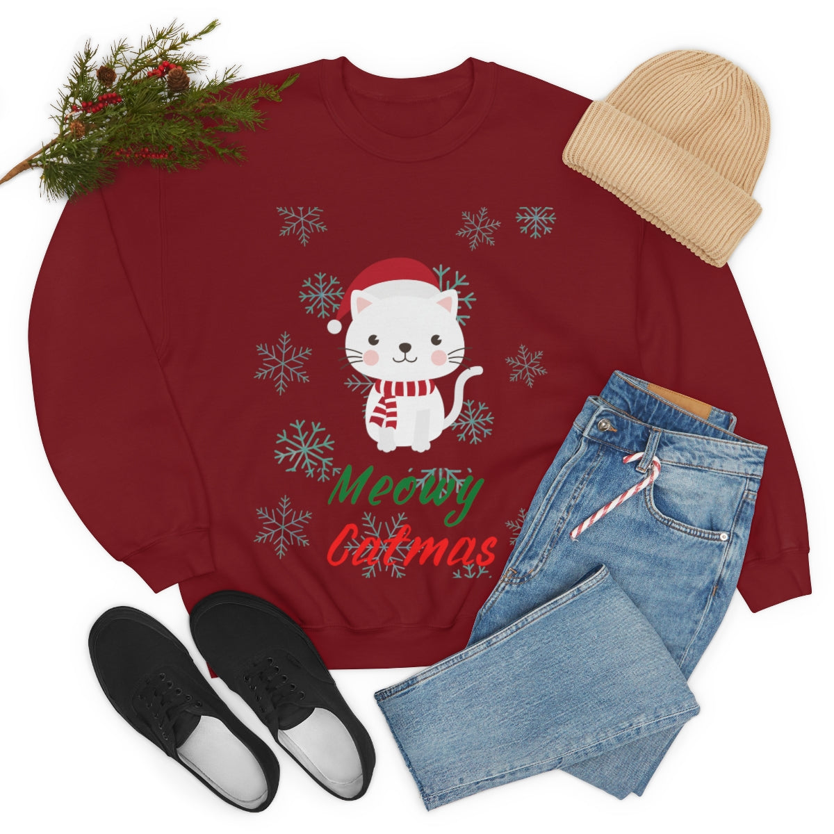 Meowy Catmas Unisex Heavy Blend™ Crewneck Sweatshirt