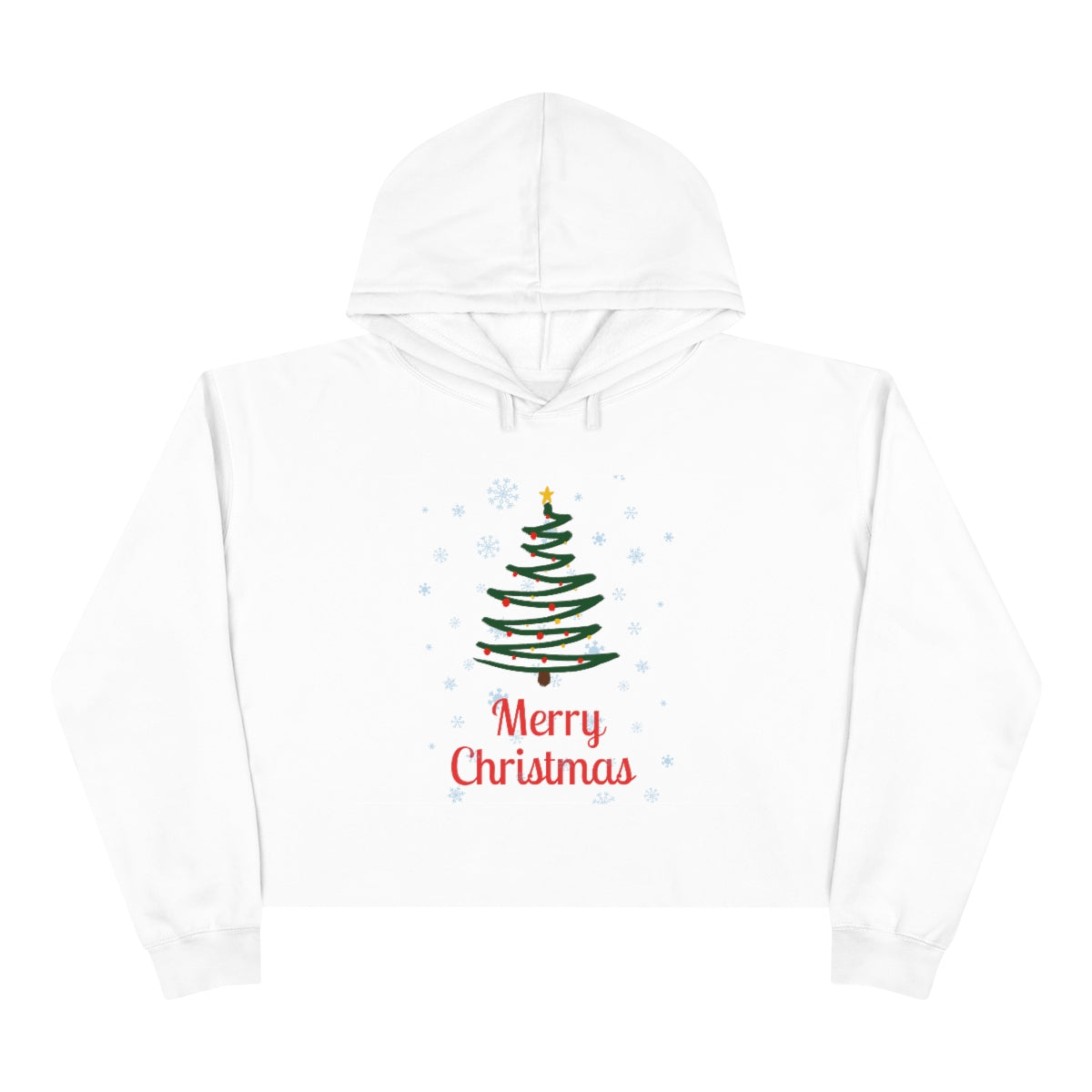 Merry Christmas Tree Crop Hoodie