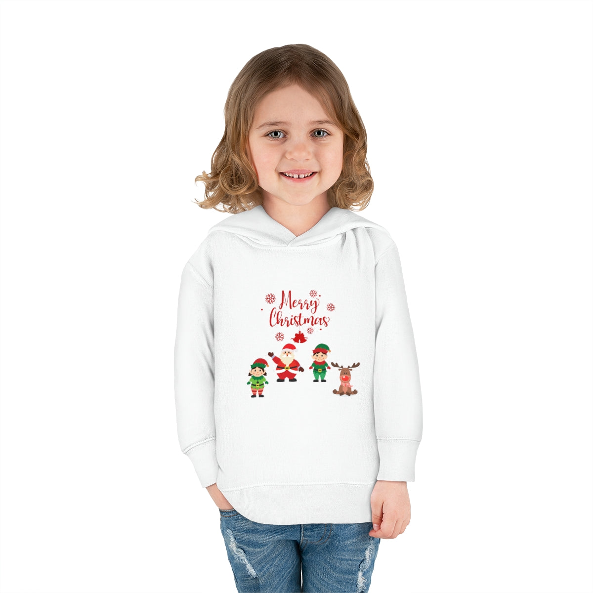 Merry Christmas From Santa & Helpers Toddler Pullover Fleece Hoodie