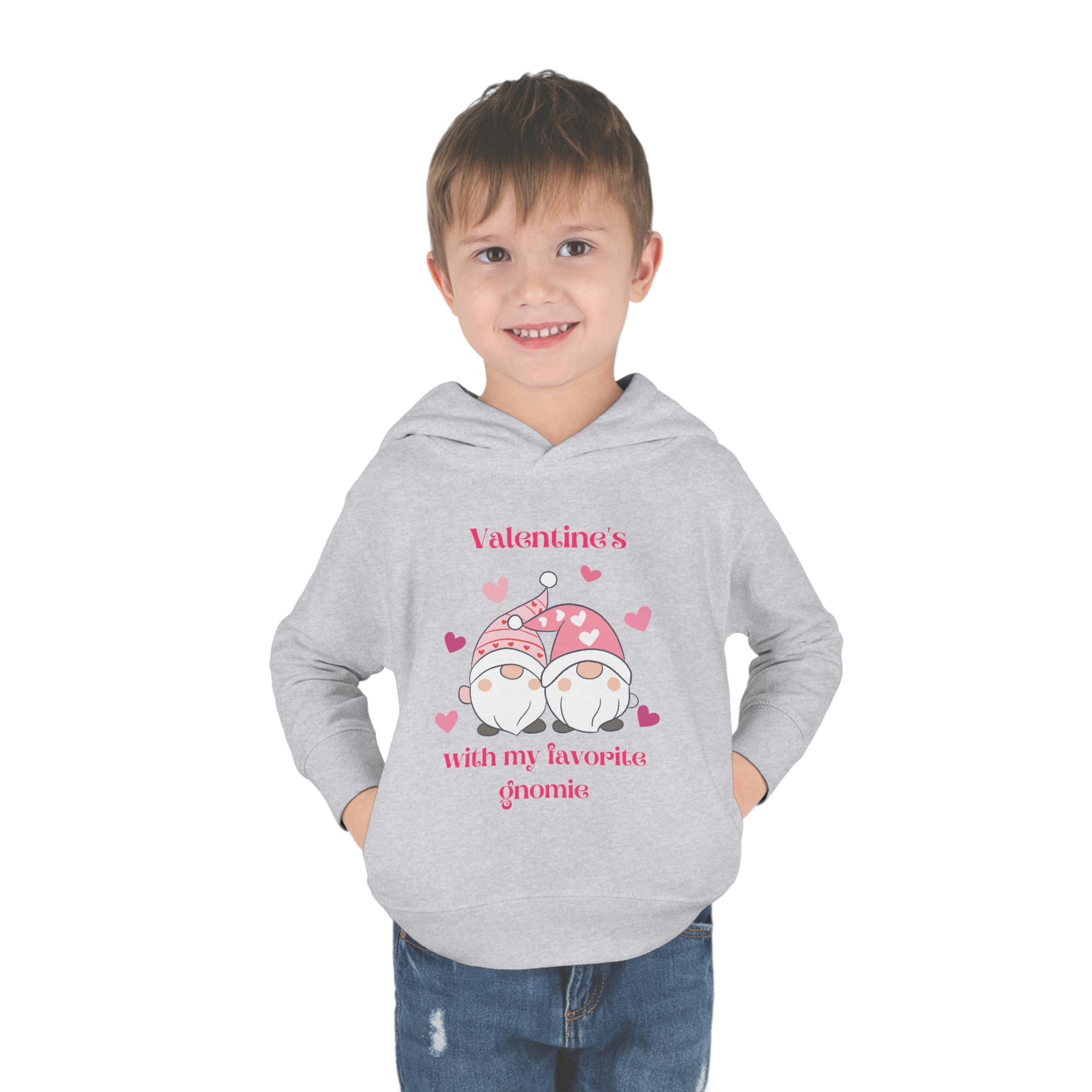 Valentine's With My Favorite Gnomie Toddler Pullover Fleece Hoodie